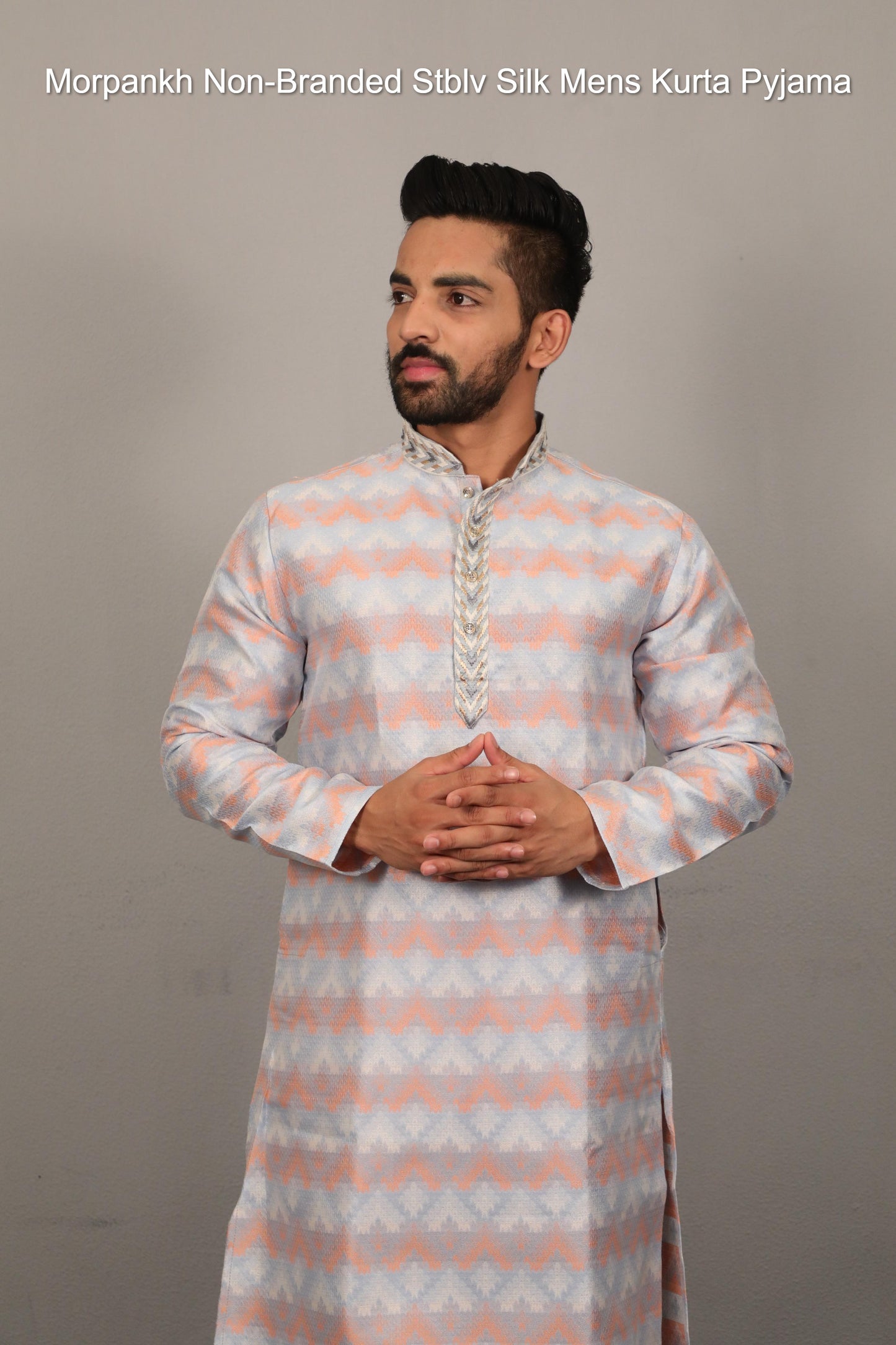Morpankh Non-Branded Stblv Silk Mens Kurta Pyjama