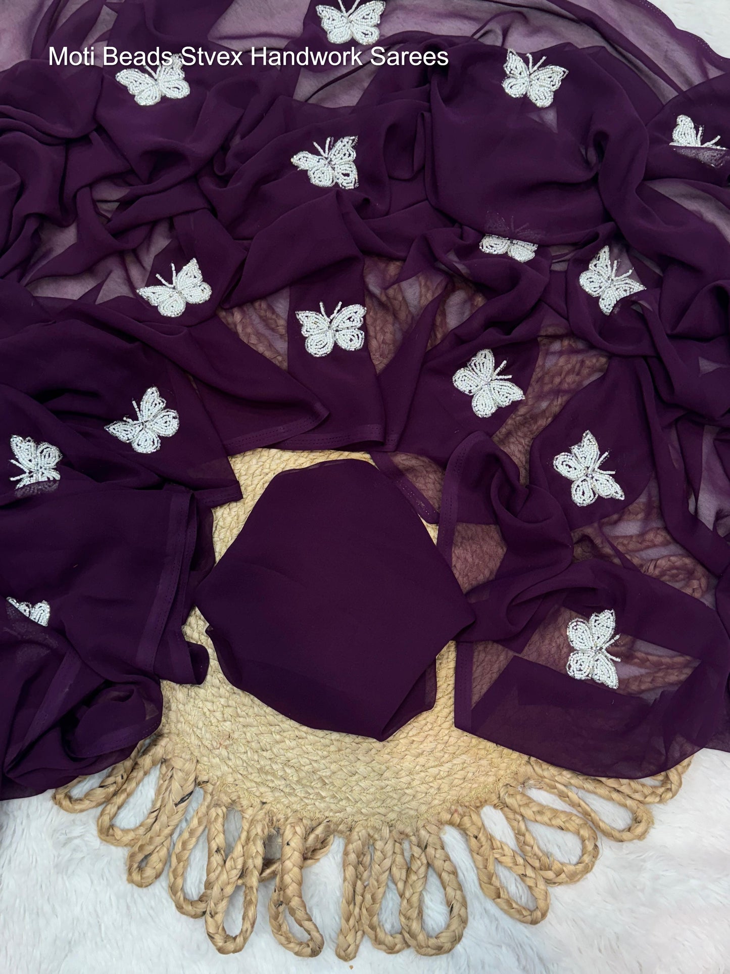 Moti Beads Stvex Handwork Sarees