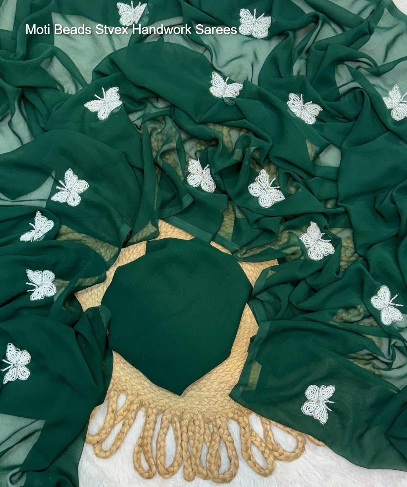 Moti Beads Stvex Handwork Sarees