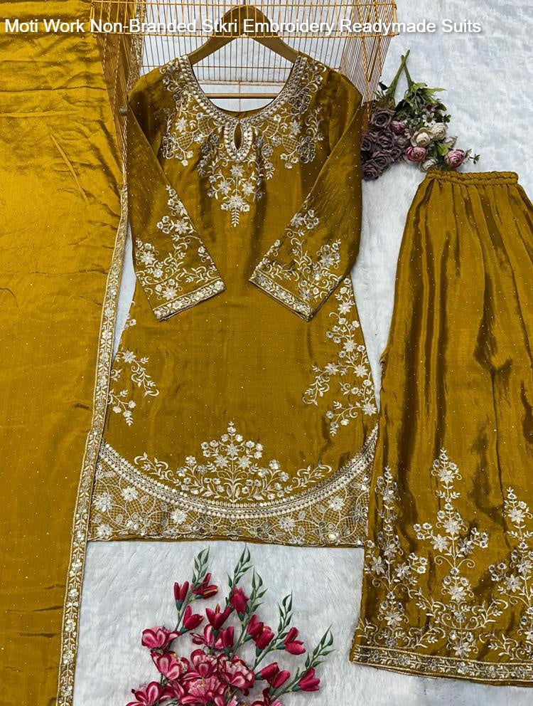 Moti Work Non-Branded Stkri Embroidery Readymade Suits