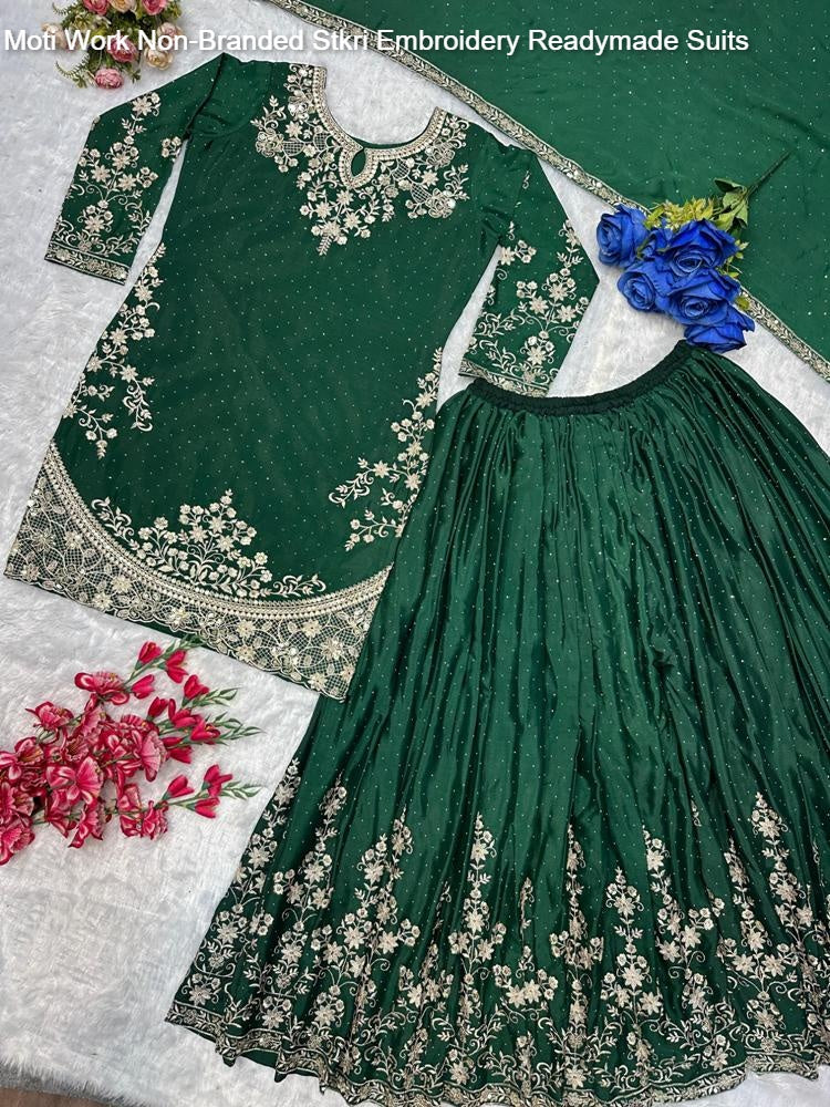 Moti Work Non-Branded Stkri Embroidery Readymade Suits