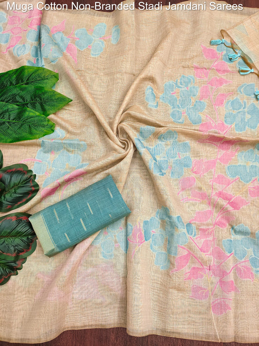 Muga Cotton Non-Branded Stadi Jamdani Sarees