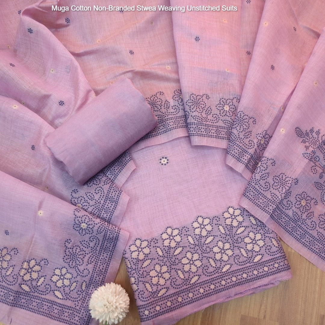 Muga Cotton Non-Branded Stwea Weaving Unstitched Suits