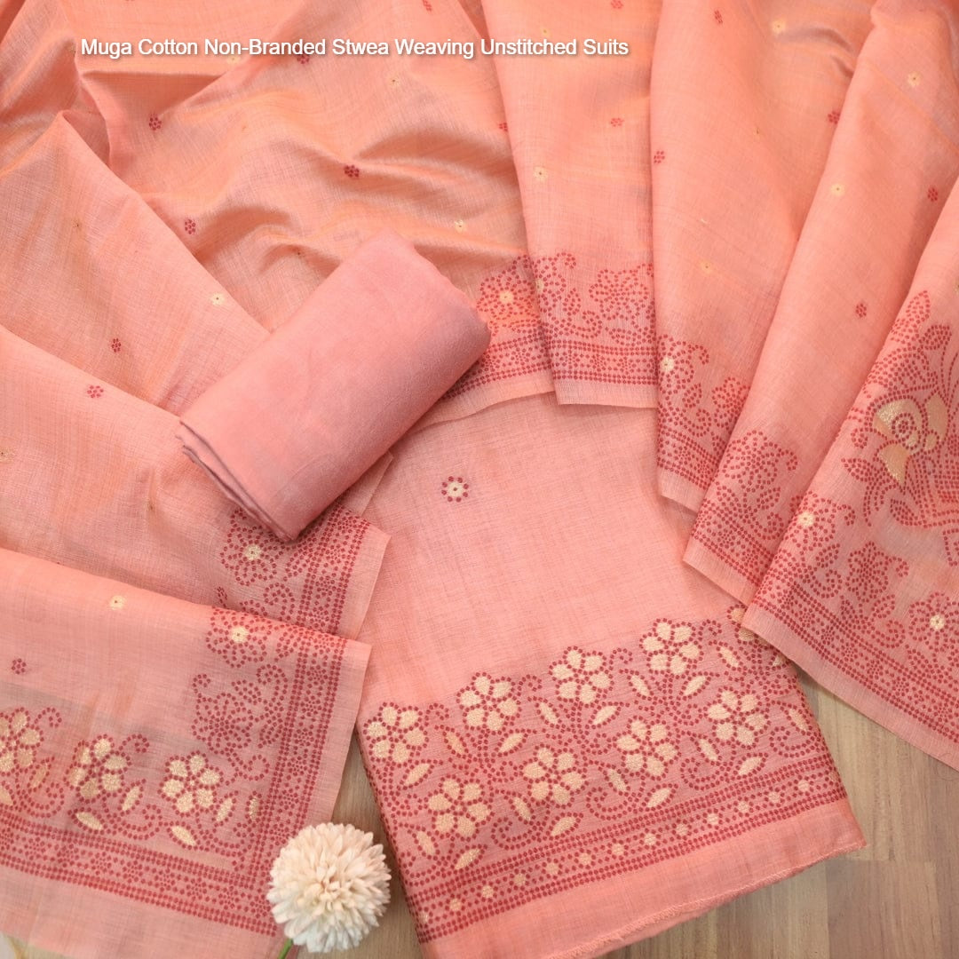 Muga Cotton Non-Branded Stwea Weaving Unstitched Suits