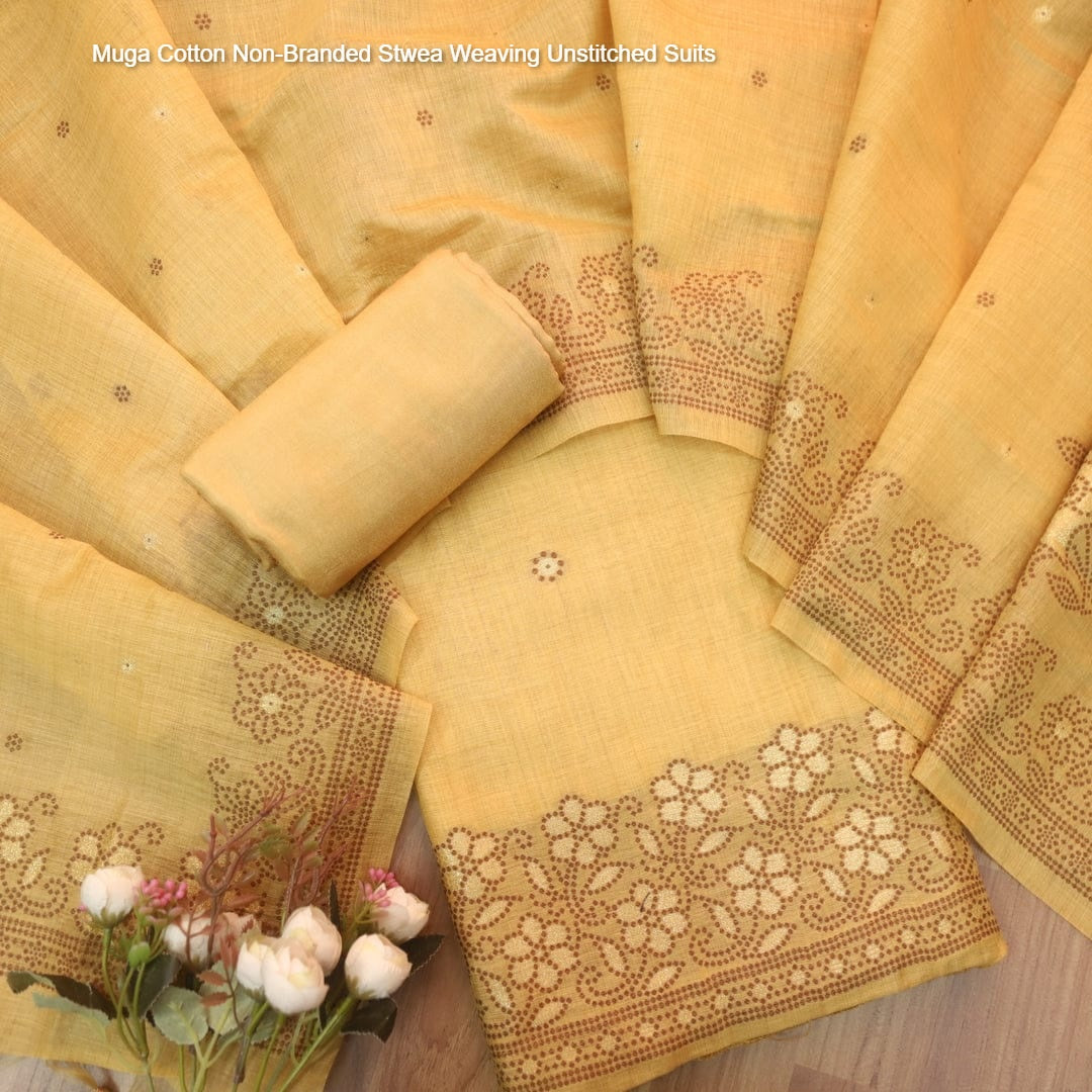 Muga Cotton Non-Branded Stwea Weaving Unstitched Suits