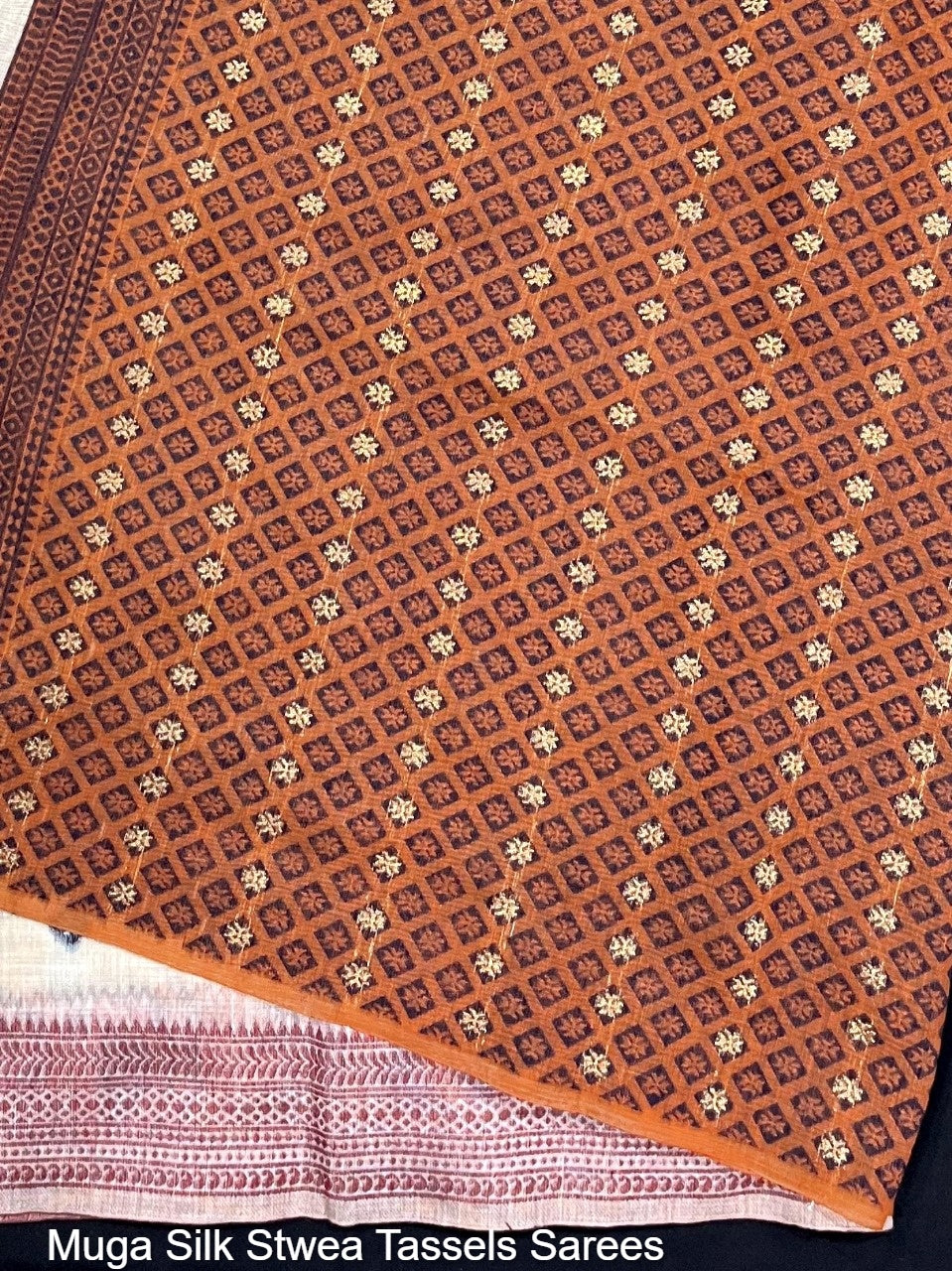 Muga Silk Stwea Tassels Sarees