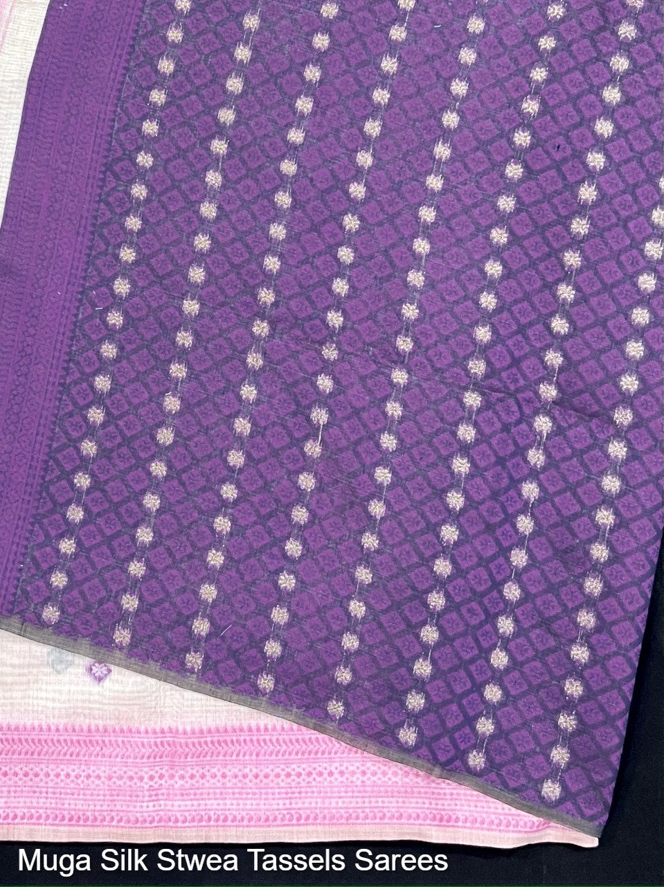 Muga Silk Stwea Tassels Sarees