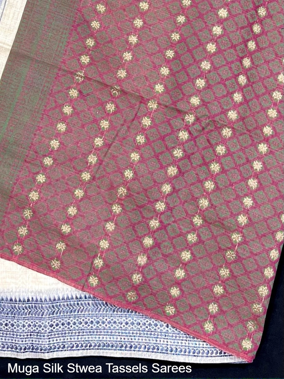 Muga Silk Stwea Tassels Sarees