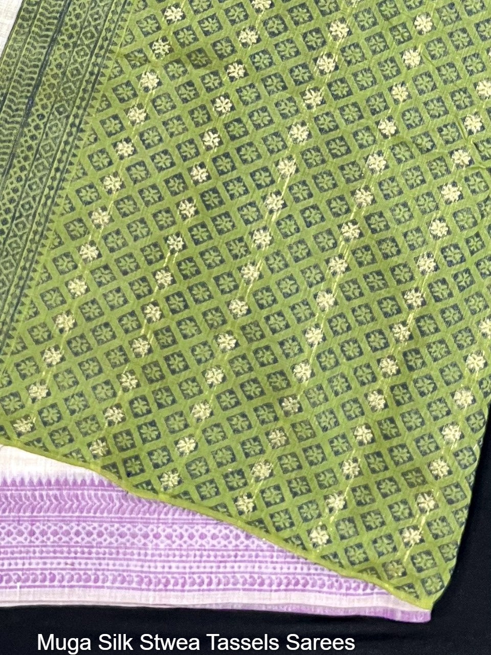 Muga Silk Stwea Tassels Sarees