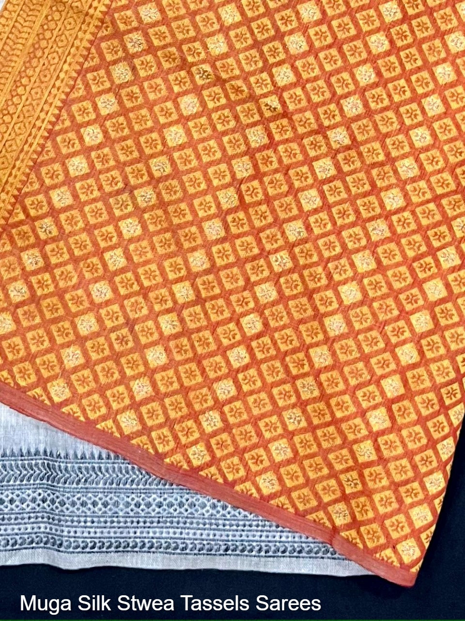 Muga Silk Stwea Tassels Sarees