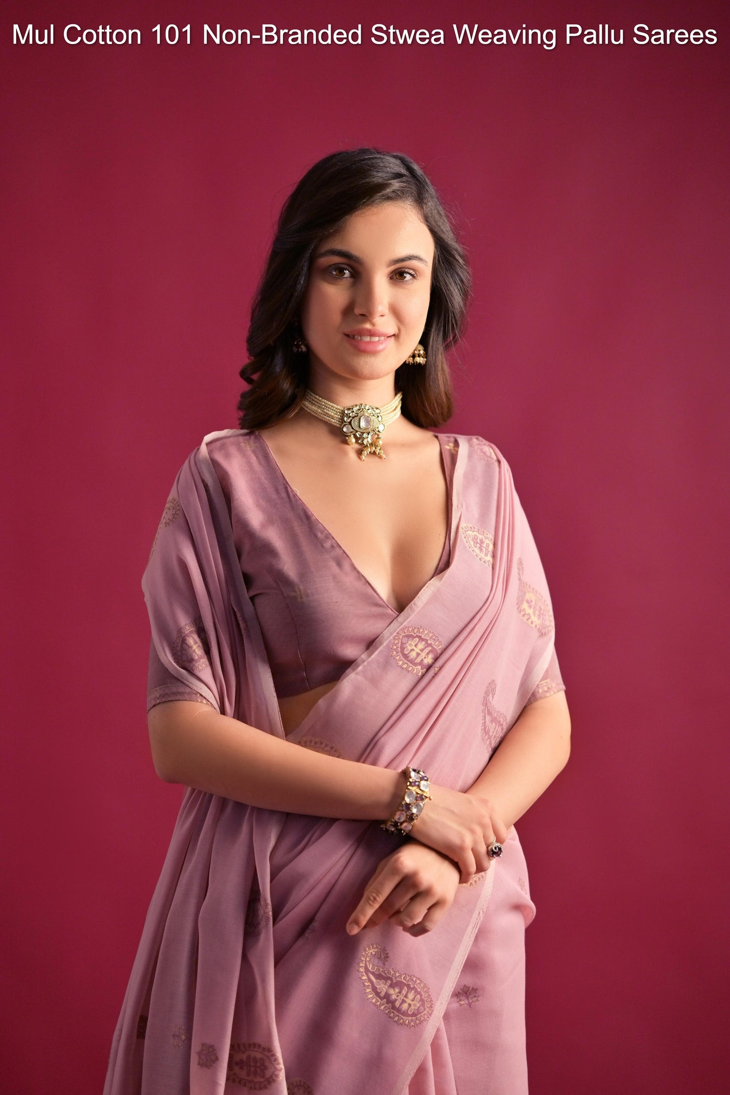 Mul Cotton 101 Non-Branded Stwea Weaving Pallu Sarees