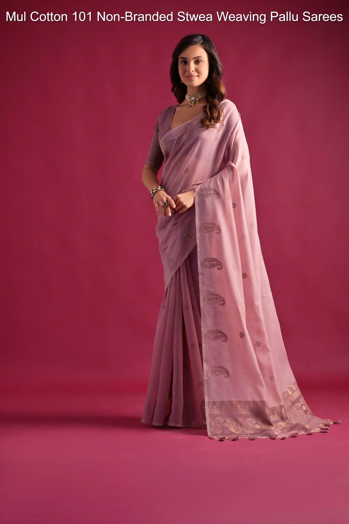 Mul Cotton 101 Non-Branded Stwea Weaving Pallu Sarees