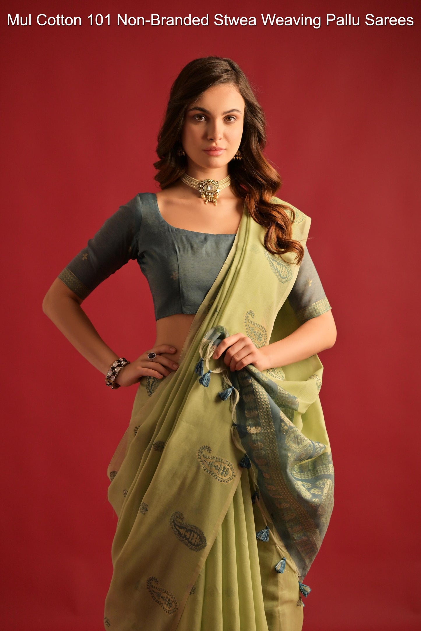 Mul Cotton 101 Non-Branded Stwea Weaving Pallu Sarees