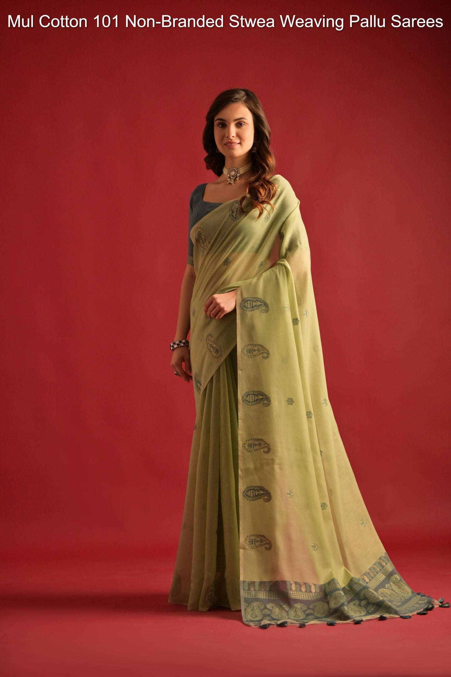 Mul Cotton 101 Non-Branded Stwea Weaving Pallu Sarees