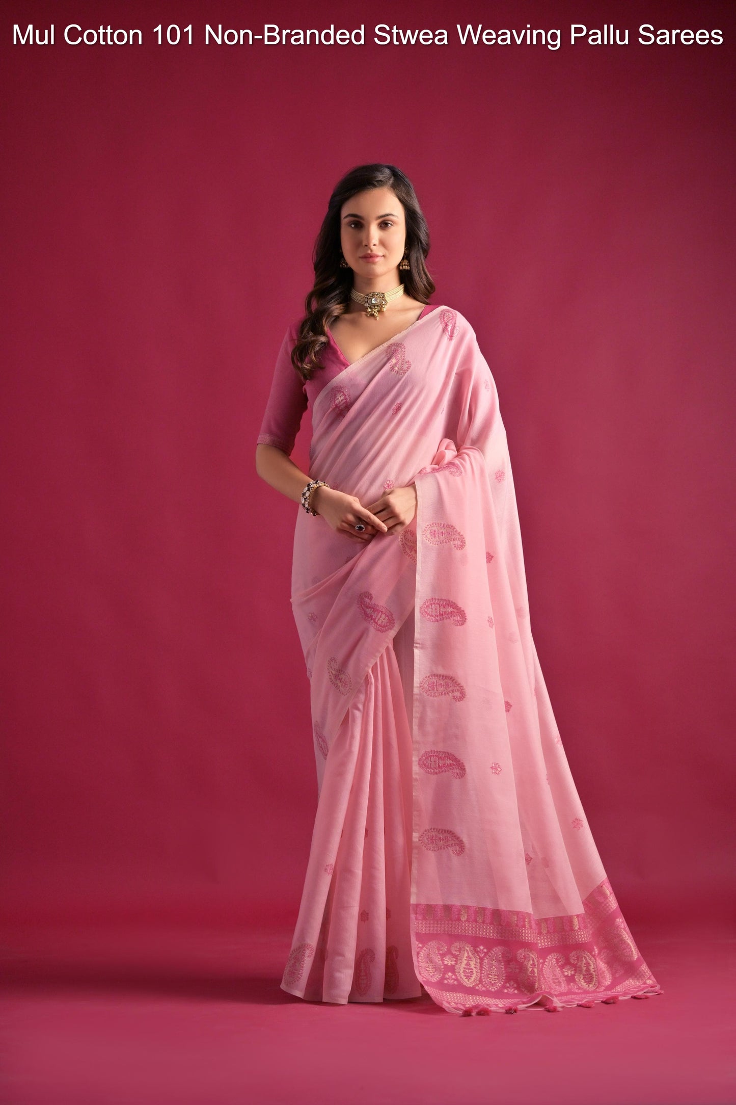 Mul Cotton 101 Non-Branded Stwea Weaving Pallu Sarees