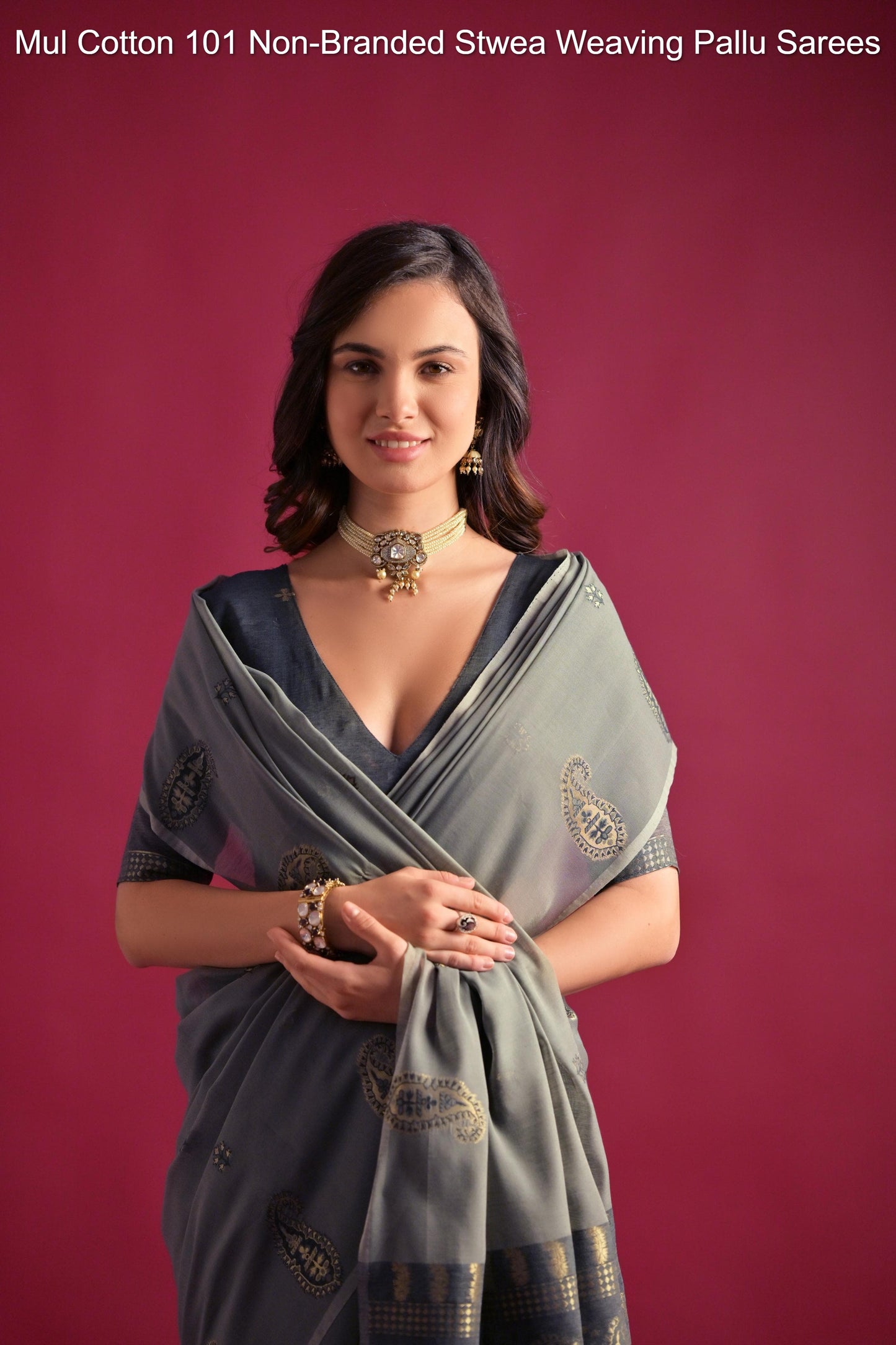 Mul Cotton 101 Non-Branded Stwea Weaving Pallu Sarees