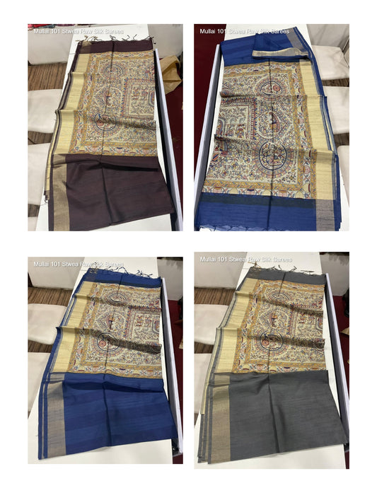 Mullai 101 Stwea Raw Silk Sarees