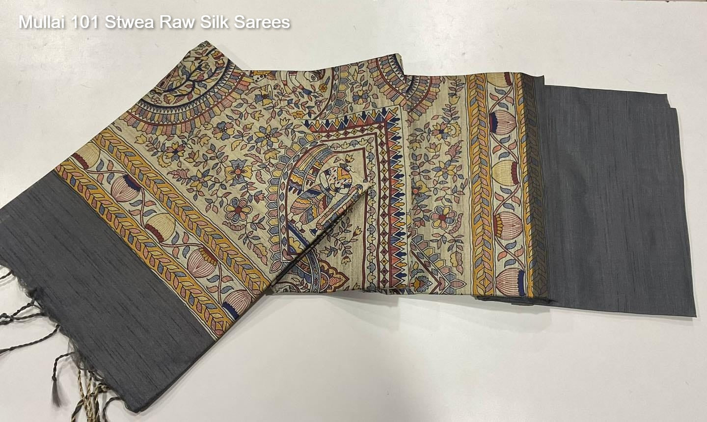 Mullai 101 Stwea Raw Silk Sarees