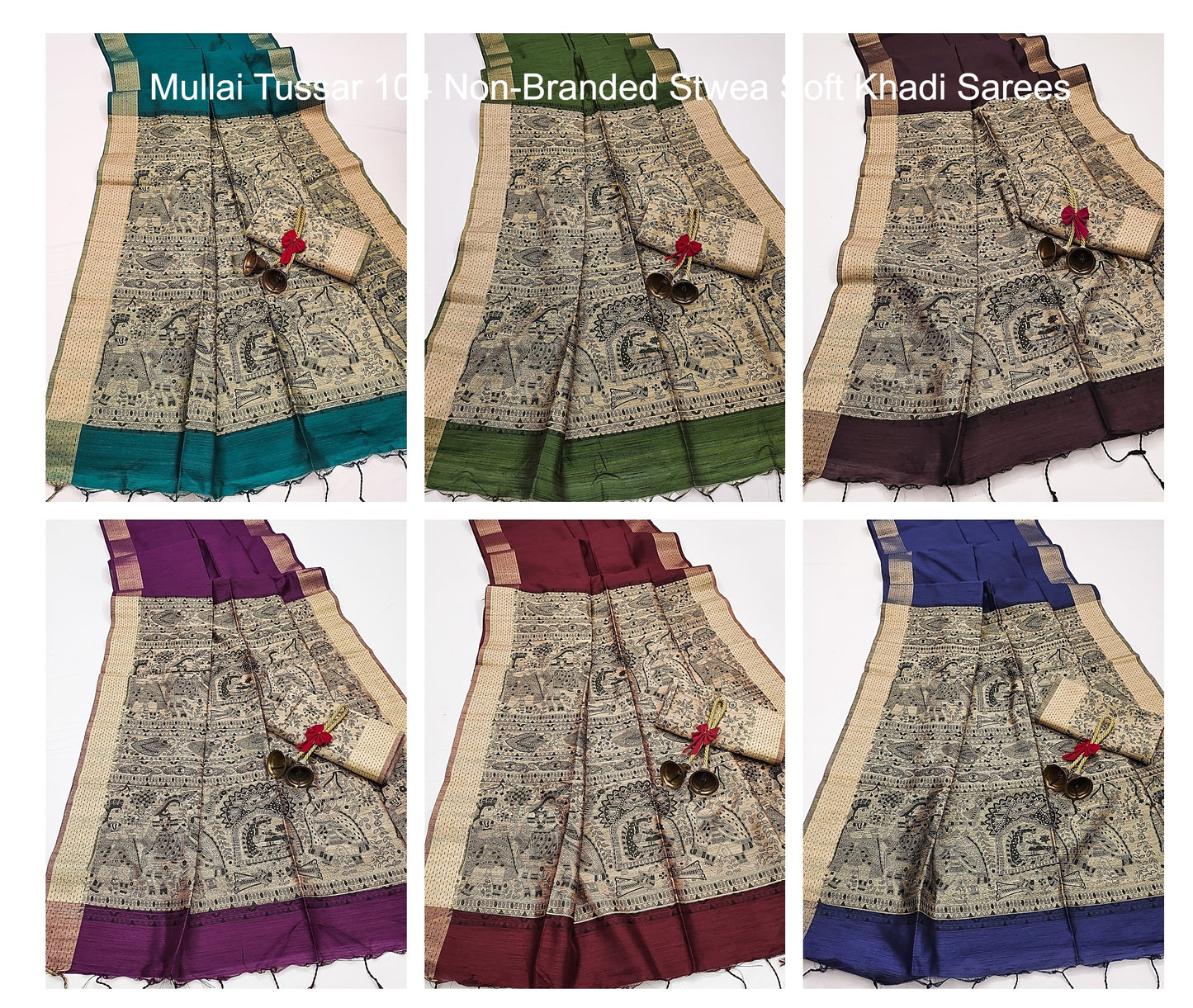 Mullai Tussar 104 Non-Branded Stwea Soft Khadi Sarees