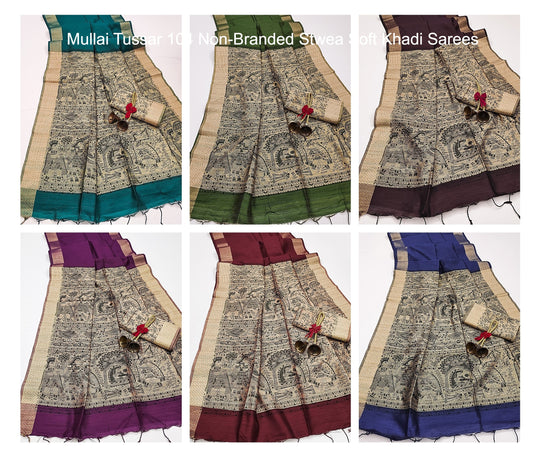 Mullai Tussar 104 Non-Branded Stwea Soft Khadi Sarees