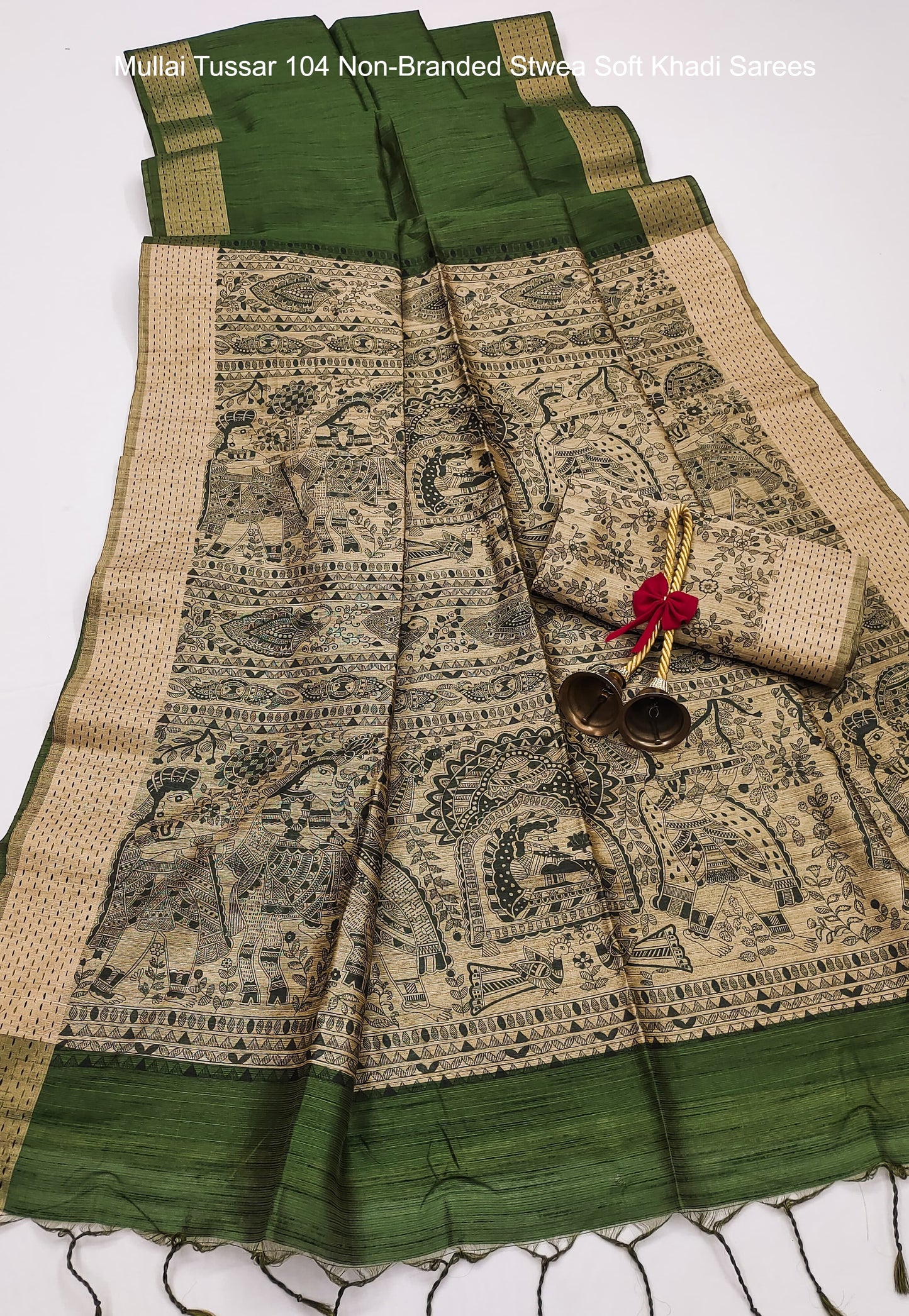 Mullai Tussar 104 Non-Branded Stwea Soft Khadi Sarees