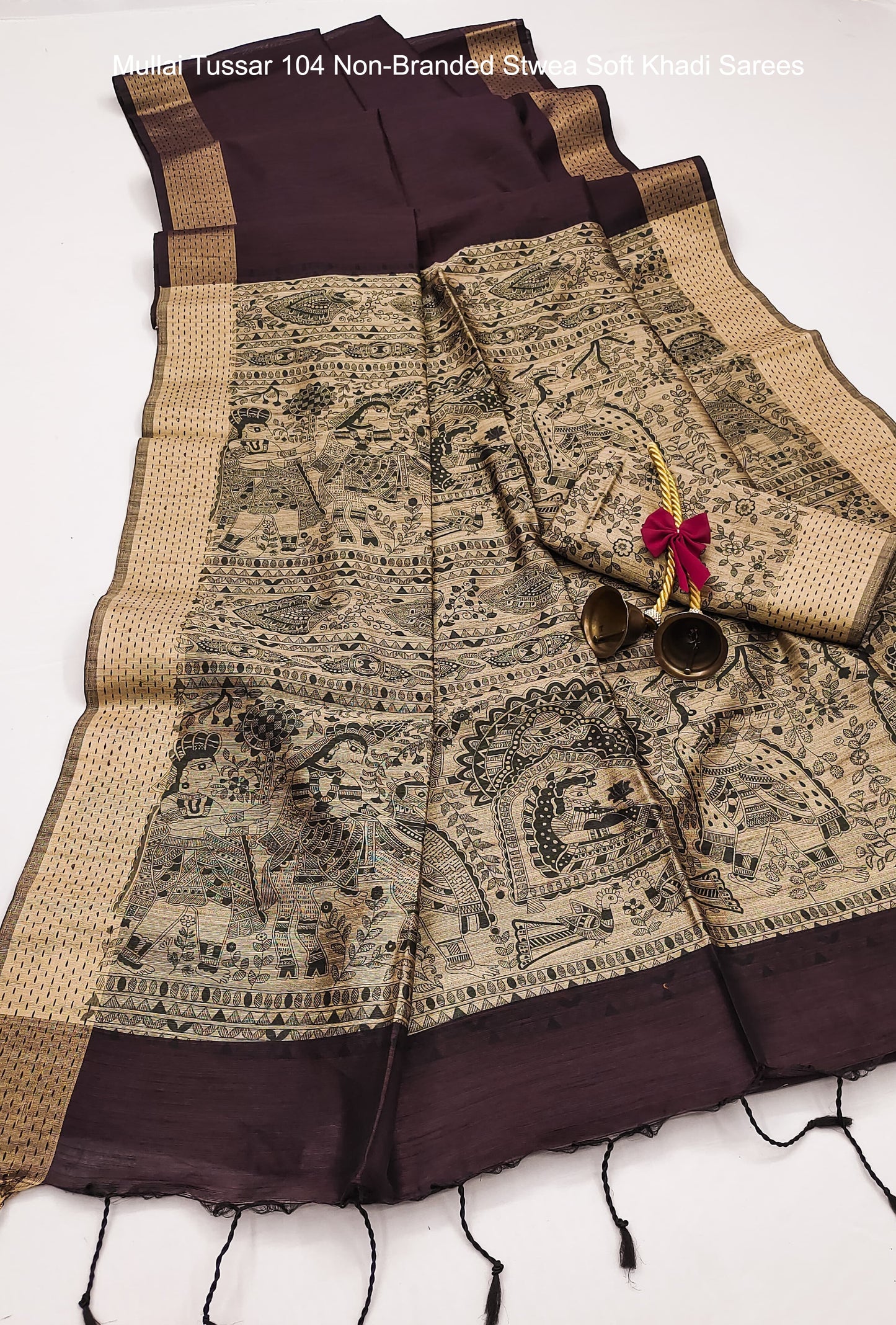 Mullai Tussar 104 Non-Branded Stwea Soft Khadi Sarees