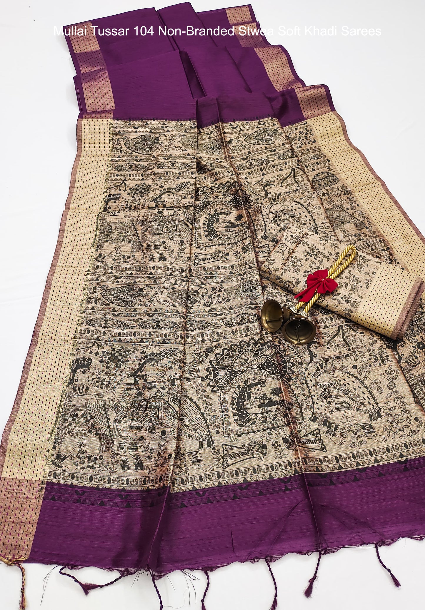 Mullai Tussar 104 Non-Branded Stwea Soft Khadi Sarees