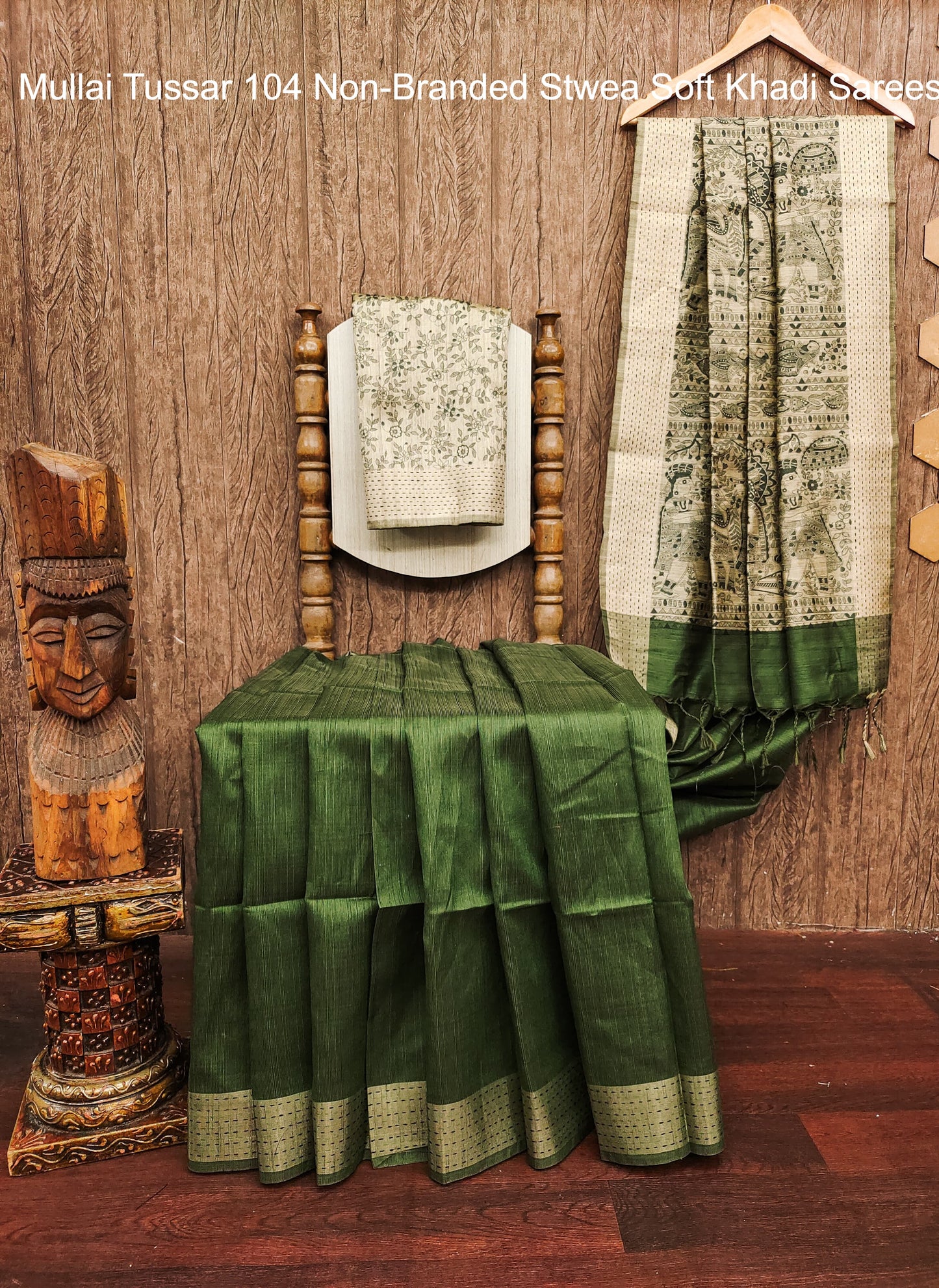 Mullai Tussar 104 Non-Branded Stwea Soft Khadi Sarees