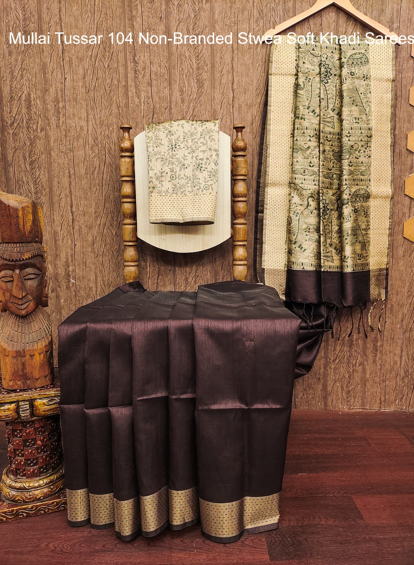 Mullai Tussar 104 Non-Branded Stwea Soft Khadi Sarees