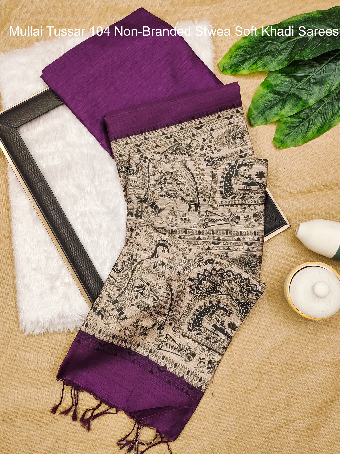 Mullai Tussar 104 Non-Branded Stwea Soft Khadi Sarees