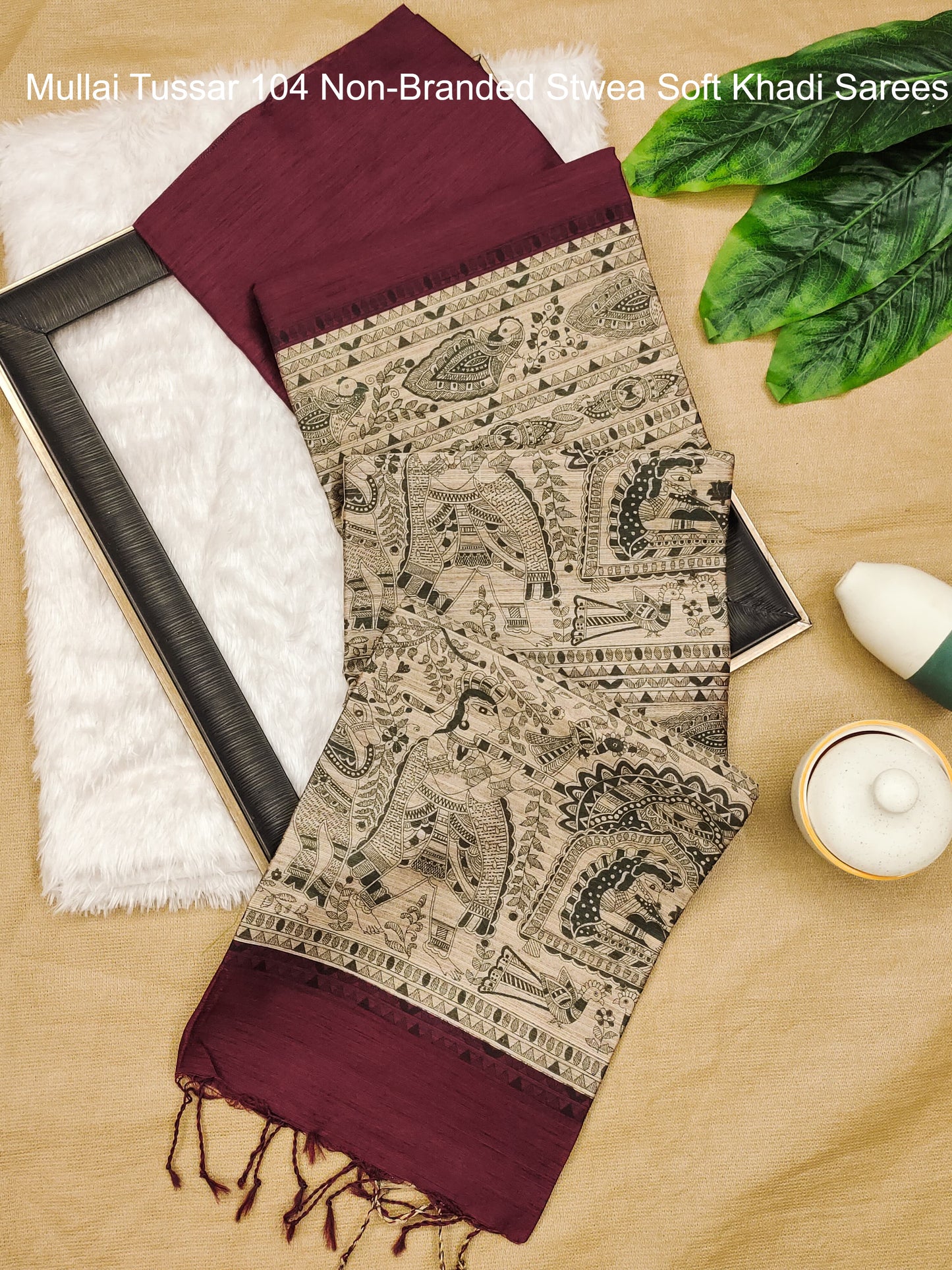 Mullai Tussar 104 Non-Branded Stwea Soft Khadi Sarees