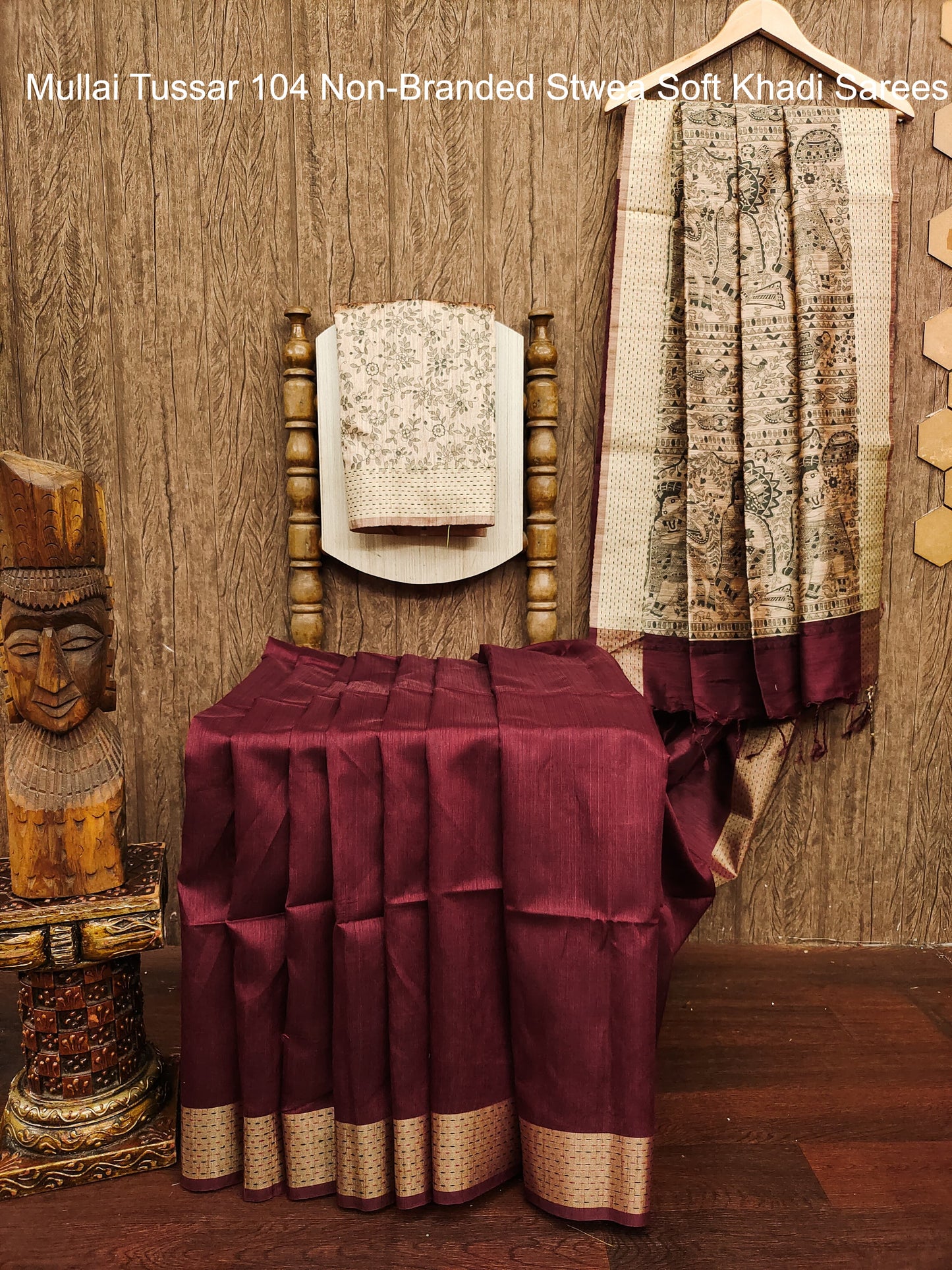 Mullai Tussar 104 Non-Branded Stwea Soft Khadi Sarees