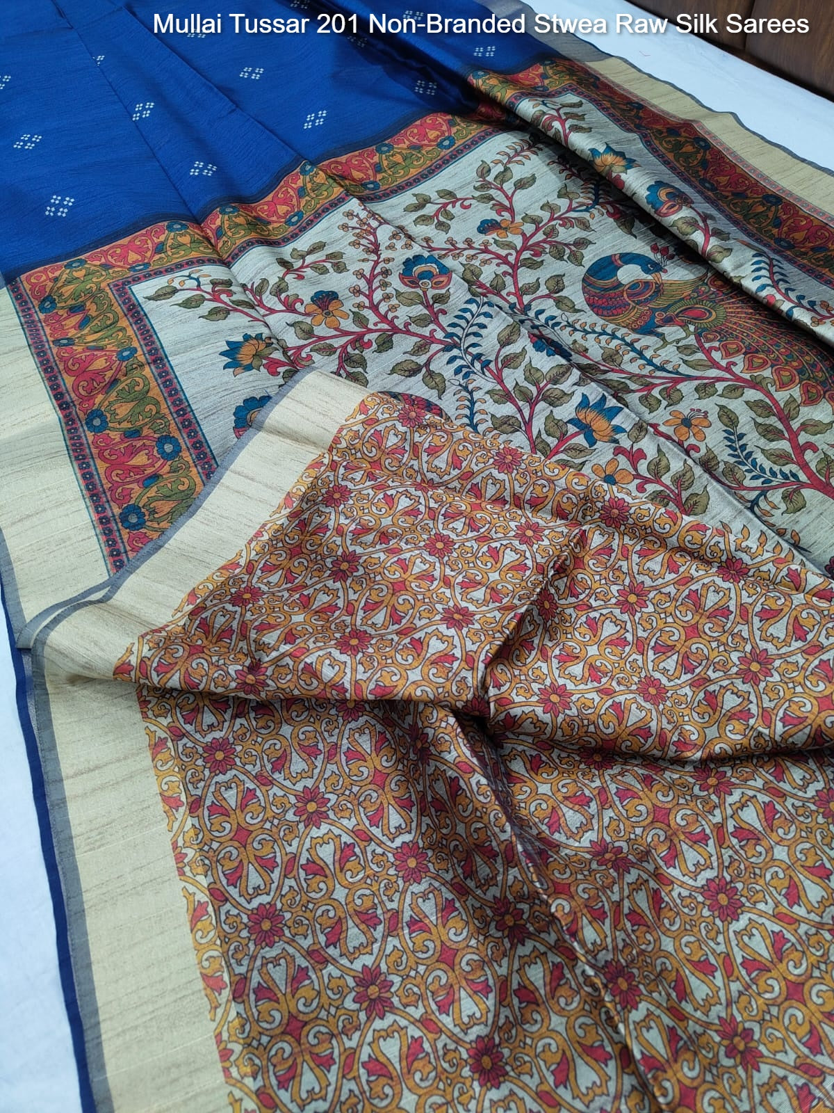 Mullai Tussar 201 Non-Branded Stwea Raw Silk Sarees