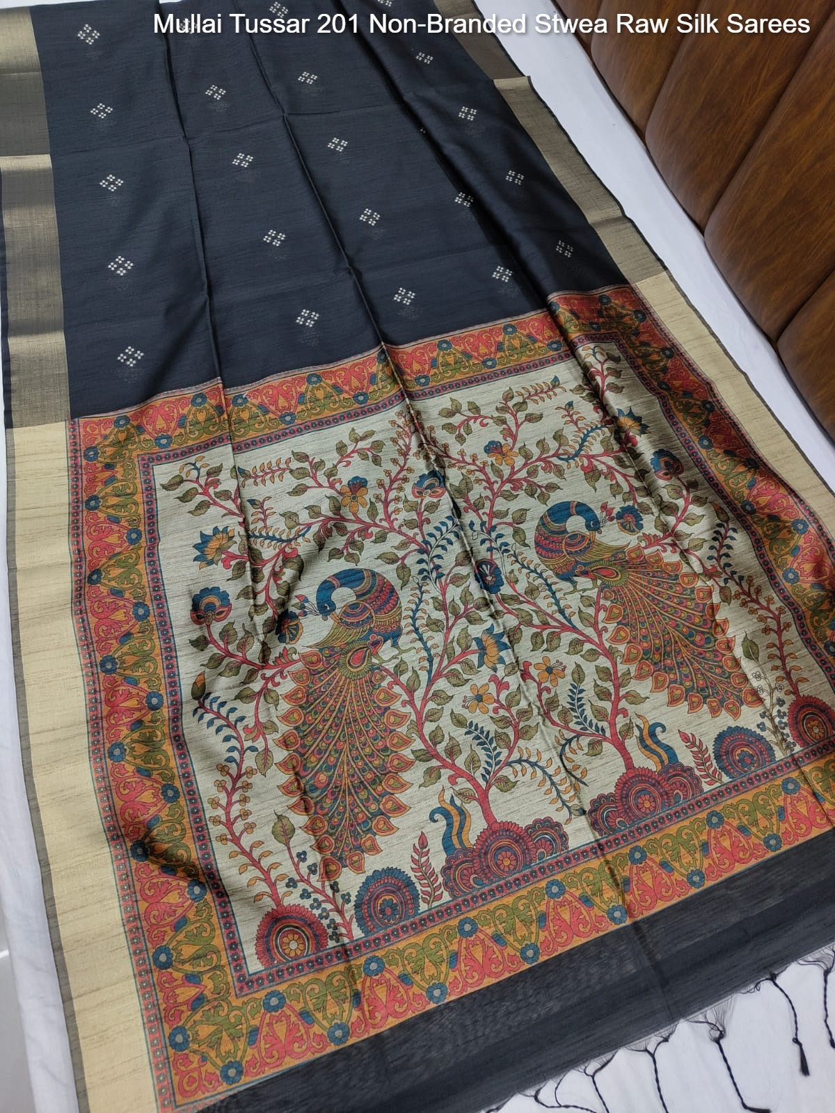 Mullai Tussar 201 Non-Branded Stwea Raw Silk Sarees