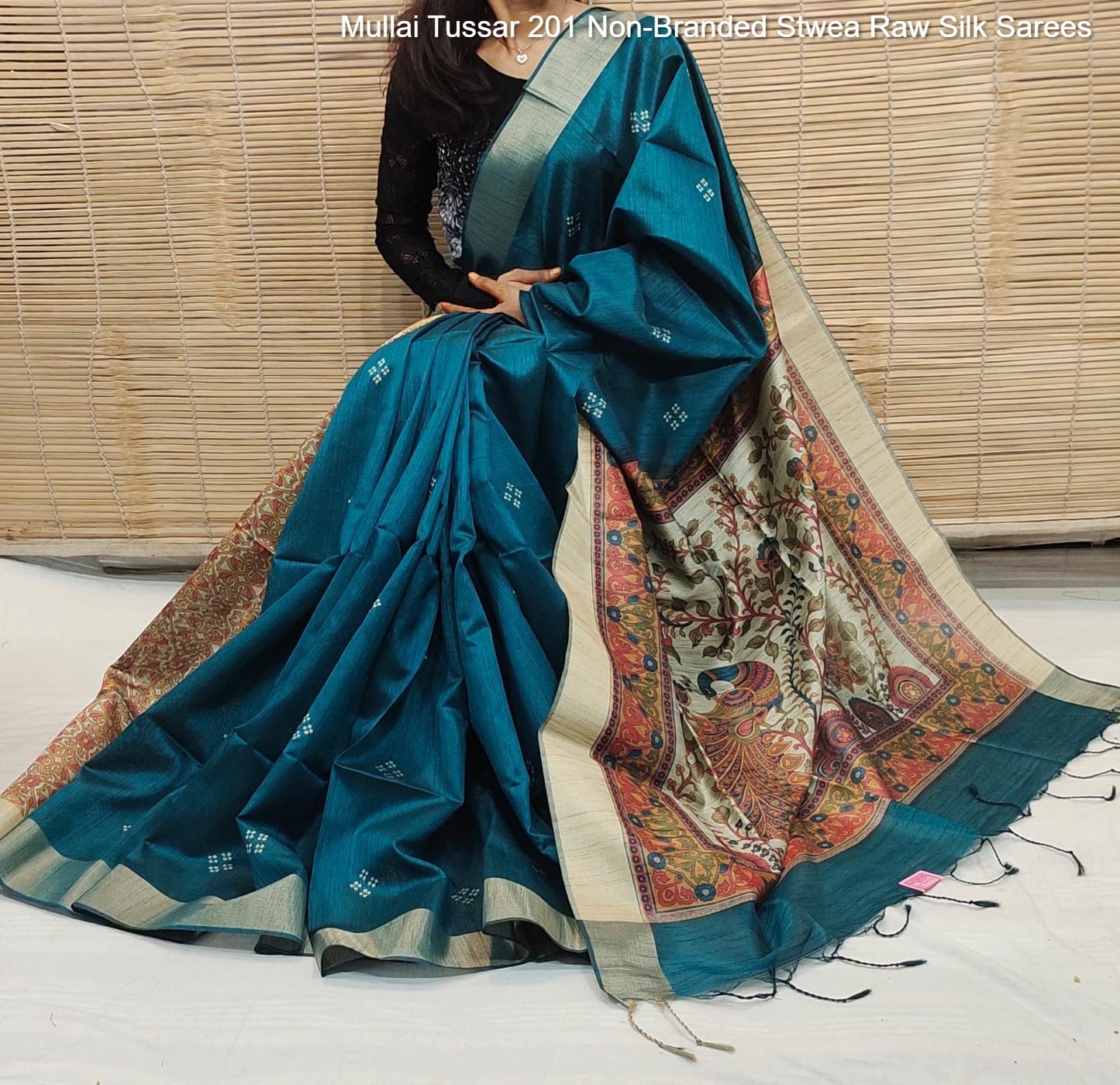 Mullai Tussar 201 Non-Branded Stwea Raw Silk Sarees