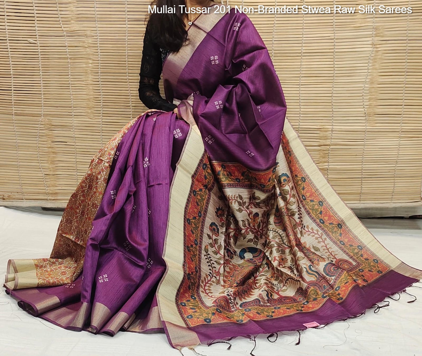 Mullai Tussar 201 Non-Branded Stwea Raw Silk Sarees