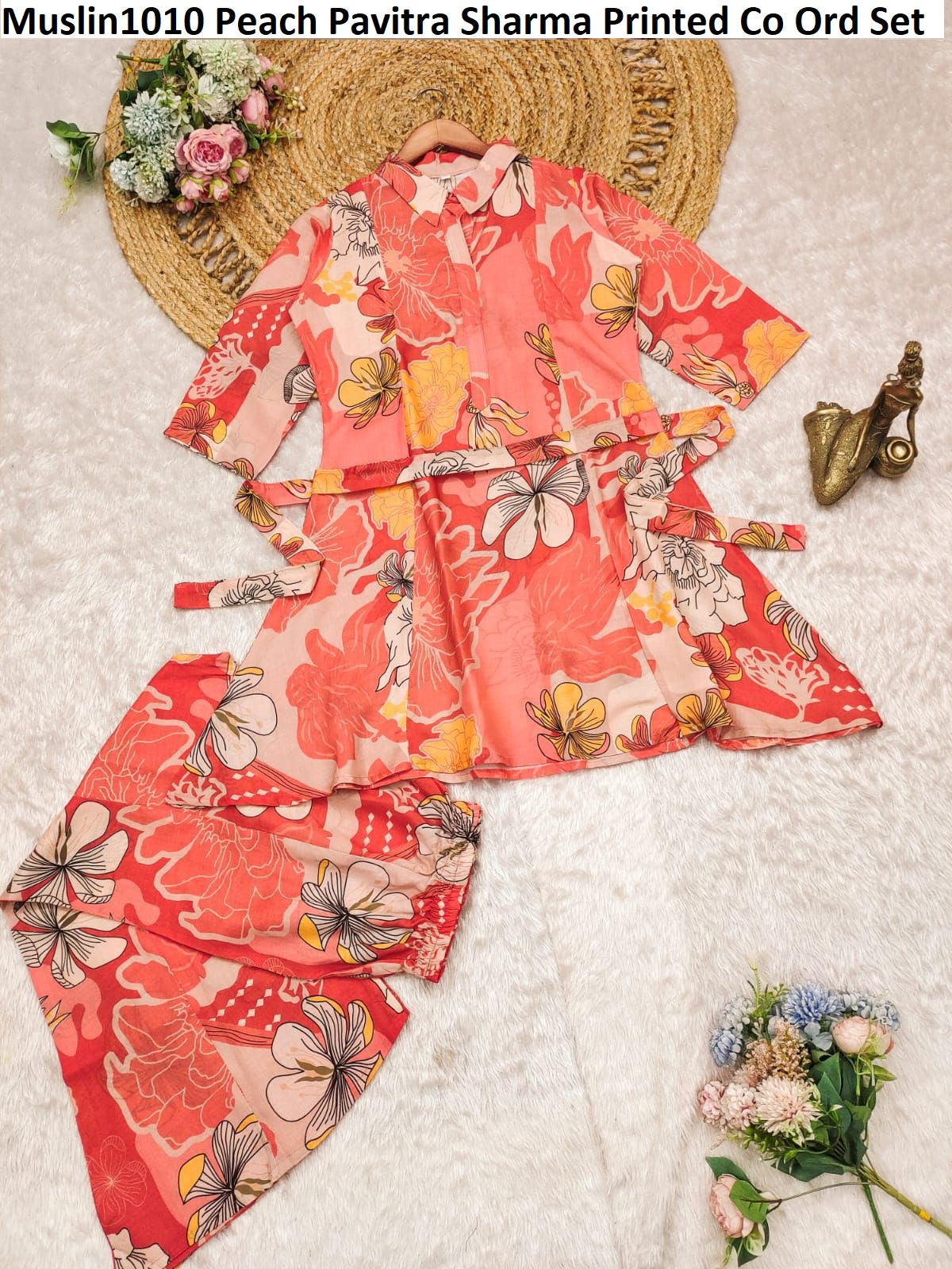 Muslin1010 Peach Pavitra Sharma Printed Co Ord Set