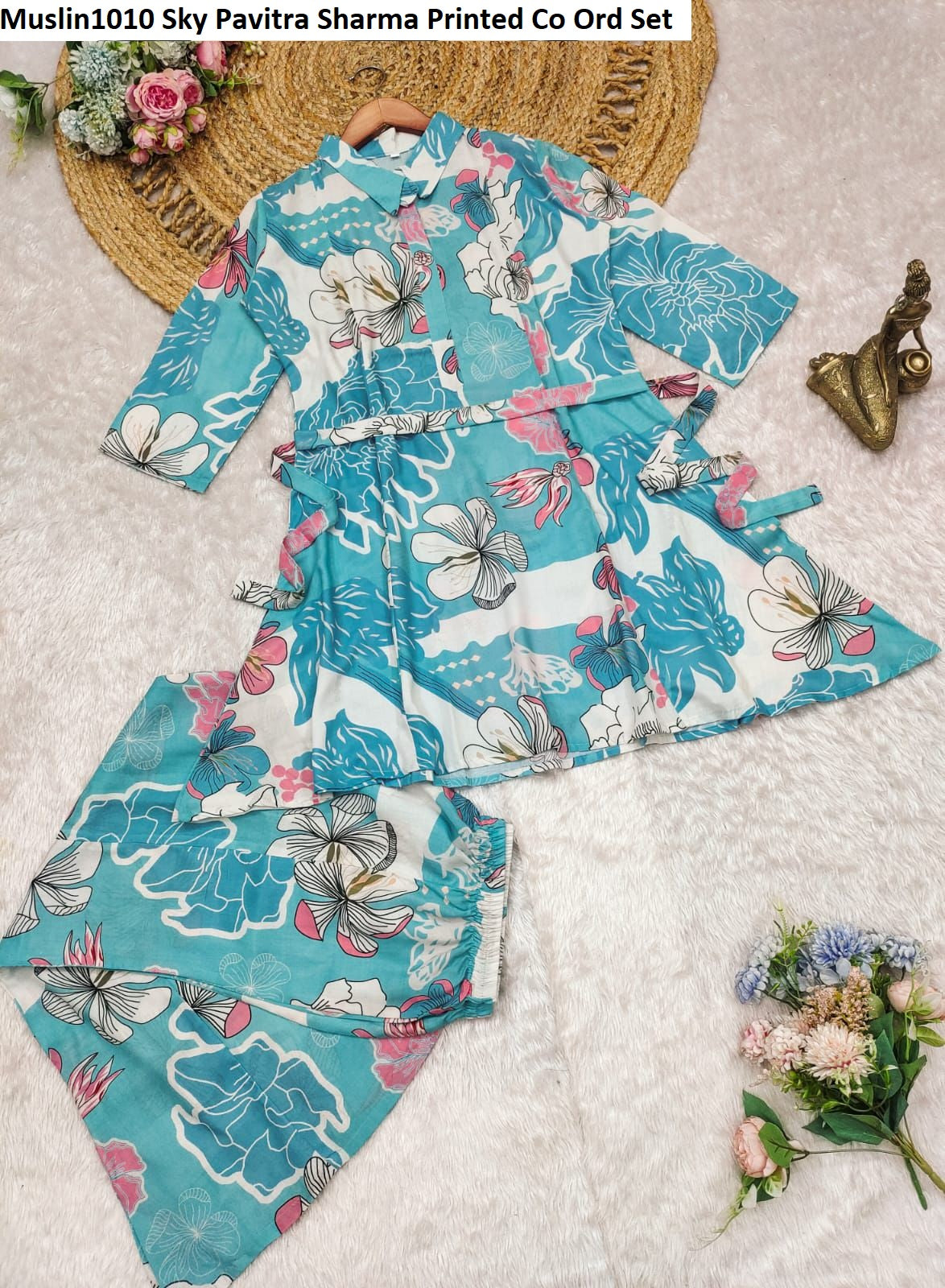 Muslin1010 Sky Pavitra Sharma Printed Co Ord Set