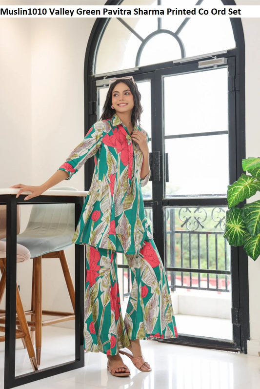 Muslin1010 Valley Green Pavitra Sharma Printed Co Ord Set