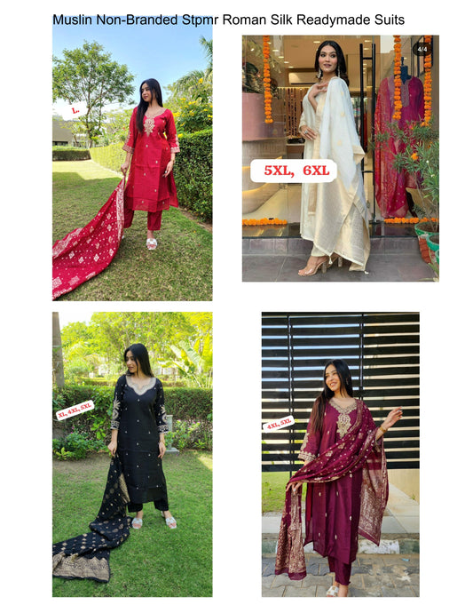 Muslin Non-Branded Stpmr Roman Silk Readymade Suits