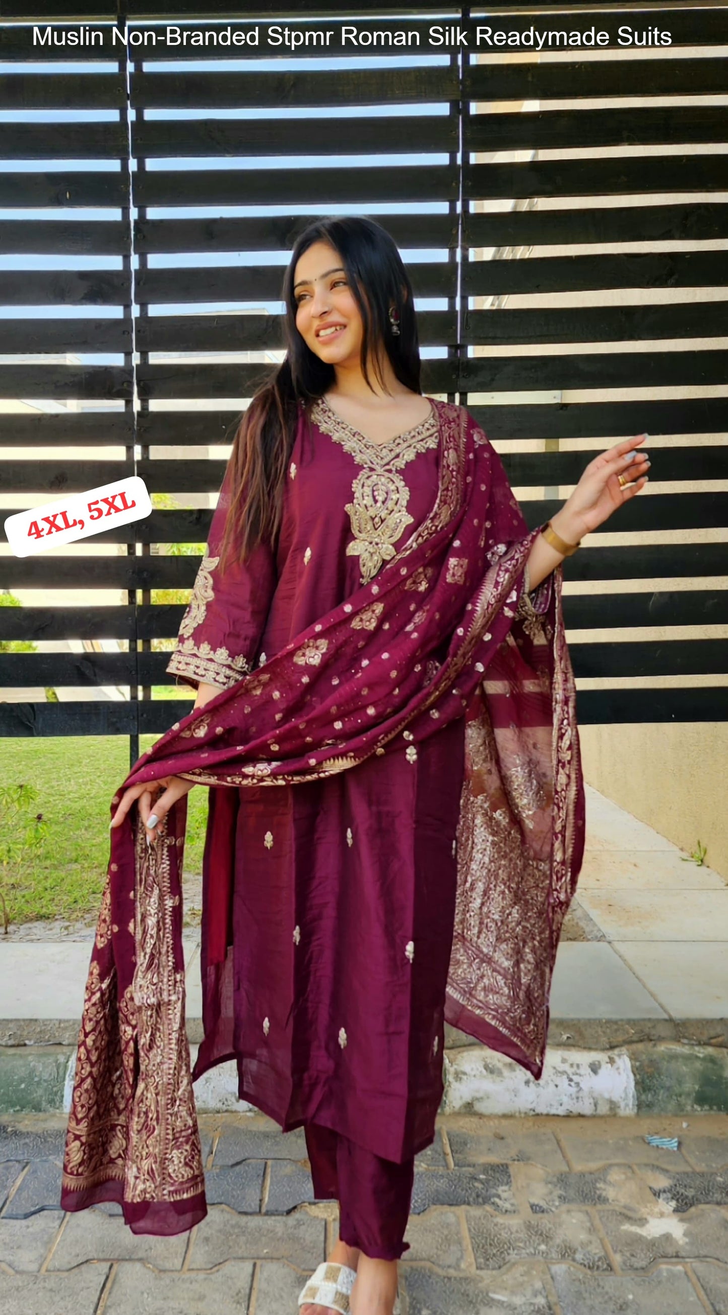Muslin Non-Branded Stpmr Roman Silk Readymade Suits