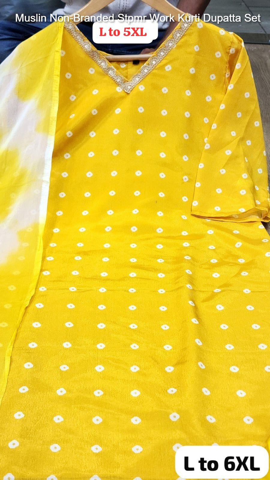 Muslin Non-Branded Stpmr Work Kurti Dupatta Set