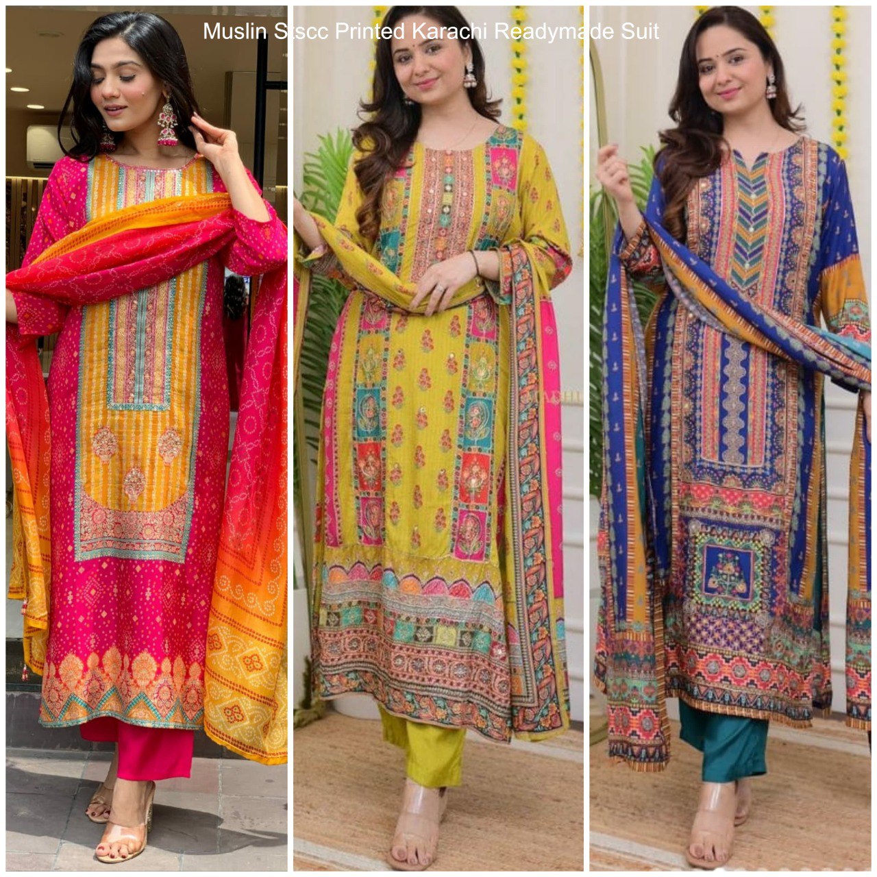 Muslin Stscc Printed Karachi Readymade Suit