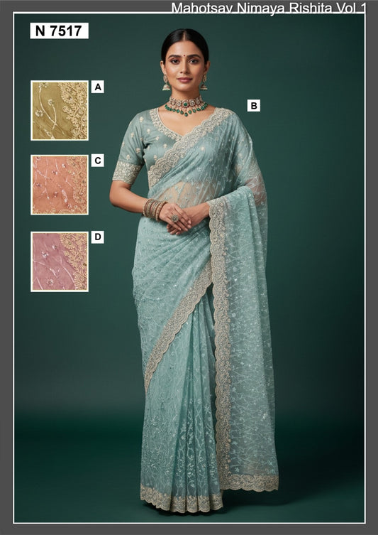 N7517 Nimaya Rishita Vol 1 Mahotsav Organza Satin Silk Sarees