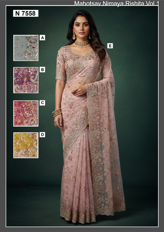 N7558 Nimaya Rishita Vol 1 Mahotsav Heavy Mono Net Sarees