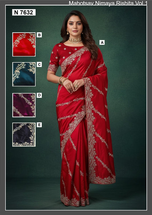 N7632 Nimaya Rishita Vol 1 Mahotsav Soft Satin Silk Sarees