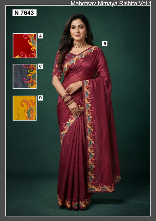 N7643 Nimayarishita Vol 1 Mahotsav Upada Satin Silk Sarees