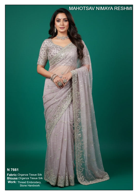 N7661 Nimaya Reshmi Mahotsav Organza Tissue Silk Sarees