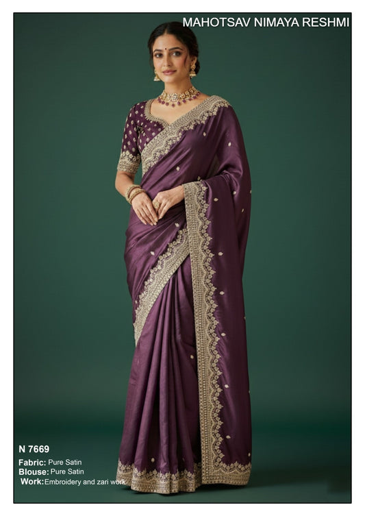 N7669 Nimaya Reshmi Mahotsav Pure Satin Sarees