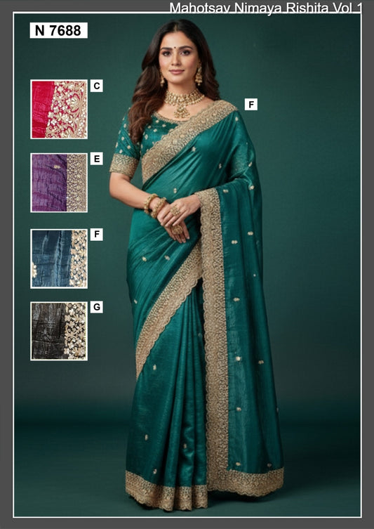 N7688 Nimaya Rishita Vol 1 Mahotsav Paper Satin Silk Sarees
